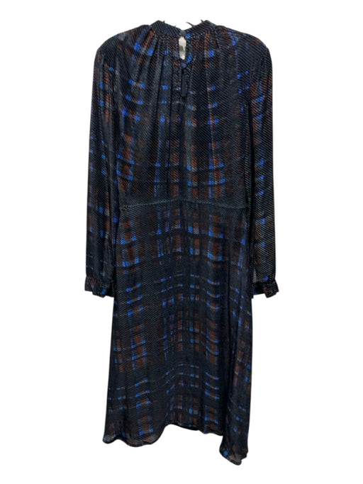 Markus Lupfer Size 10 Black, Blue, Brown Cotton Blend Corduroy Plaid Maxi Dress Black, Blue, Brown / 10