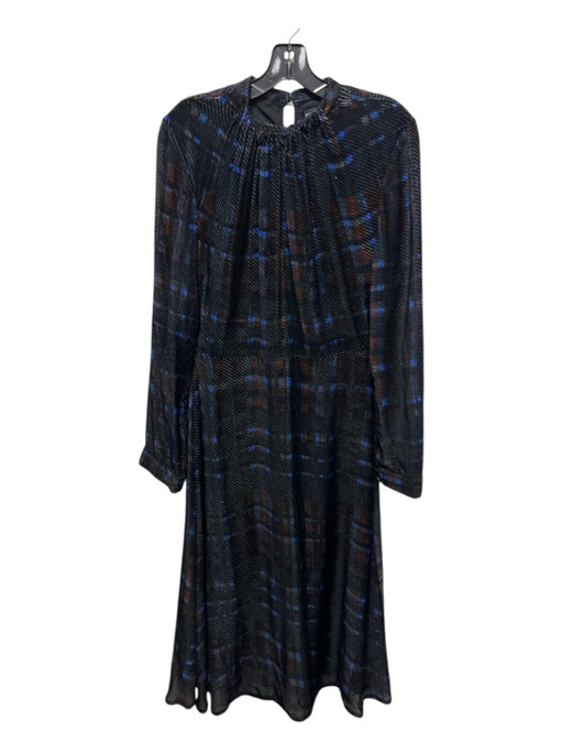 Markus Lupfer Size 10 Black, Blue, Brown Cotton Blend Corduroy Plaid Maxi Dress Black, Blue, Brown / 10