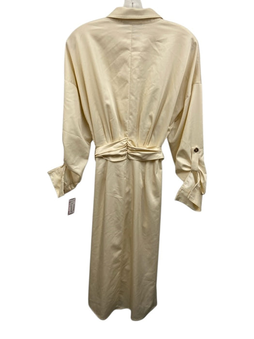 Antonio Melani Size 6 Cream Lyocell blend Gathered Button Down Long Sleeve Dress Cream / 6