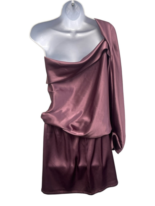 Nonchalant The Label Size L Purple Polyester Satin One Shoulder Mini Dress Purple / L