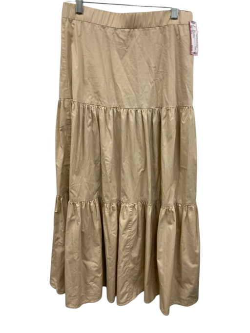 JS 71 Size XS/S Khaki Cotton Side Zip A Line Gathered Midi Skirt Khaki / XS/S
