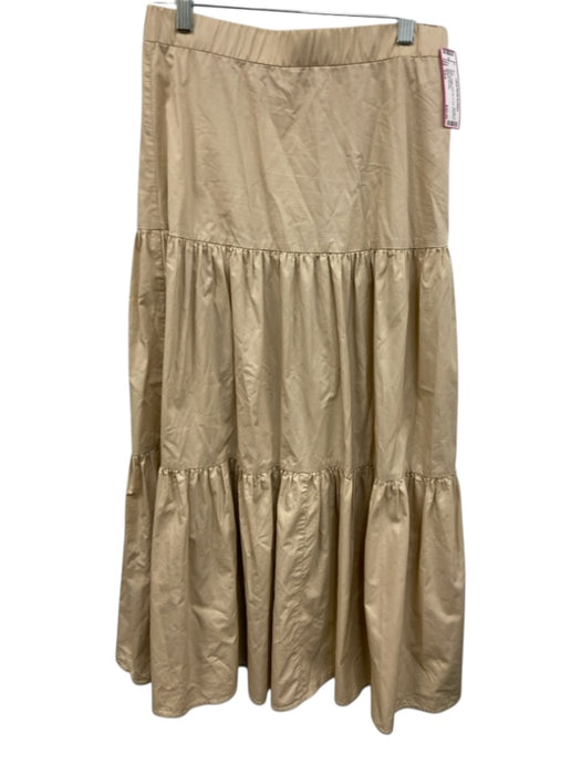 JS 71 Size XS/S Khaki Cotton Side Zip A Line Gathered Midi Skirt Khaki / XS/S