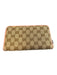 Gucci Brown & Pink Canvas Leather Zip Around Card holder Change Pouch Wallets Brown & Pink
