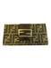 Fendi Brown Canvas & Leather Logo Plate Card Holder Coin Purse flap Wallets Brown