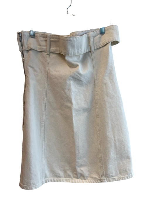 Meshki Size L Cream Cotton Denim Strapless Side Zip Above Knee Dress Cream / L