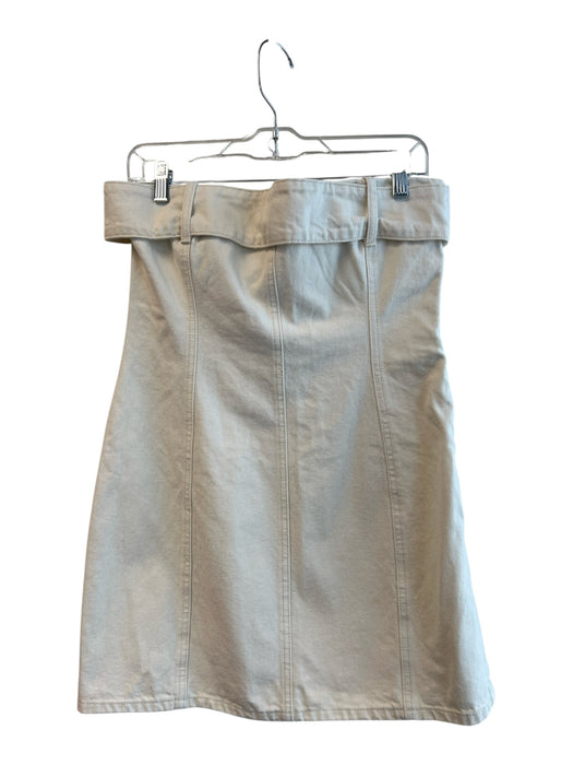 Meshki Size L Cream Cotton Denim Strapless Side Zip Above Knee Dress Cream / L