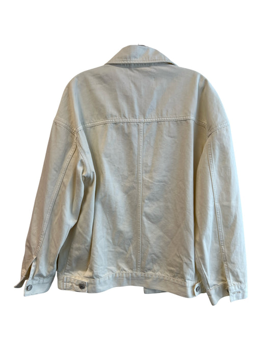 Meshki Size M Cream Cotton Denim Front Button Closure Long Sleeve Pockets Jacket Cream / M