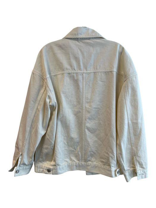 Meshki Size M Cream Cotton Denim Front Button Closure Long Sleeve Pockets Jacket Cream / M
