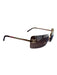 Chanel Brown Metal Gold hardware Rhinestone Rectangle Frame Logo Sunglasses Brown