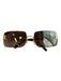 Chanel Brown Metal Gold hardware Rhinestone Rectangle Frame Logo Sunglasses Brown