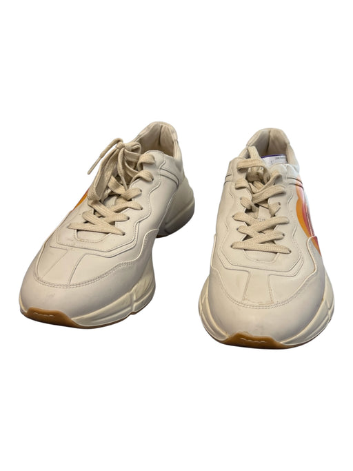 Gucci Shoe Size 42 Beige & Multi Leather Lace Up Low Top Rainbow Sneaker Shoes Beige & Multi / 42