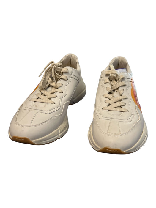 Gucci Shoe Size 42 Beige & Multi Leather Lace Up Low Top Rainbow Sneaker Shoes Beige & Multi / 42