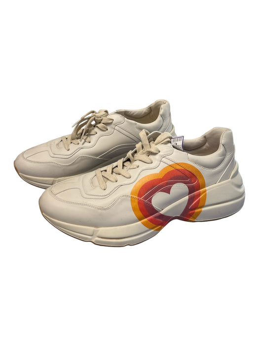 Gucci Shoe Size 42 Beige & Multi Leather Lace Up Low Top Rainbow Sneaker Shoes Beige & Multi / 42