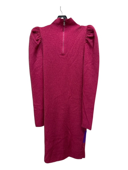 Alice + Olivia Size L Pink Wool Blend Metallic Thread Mock Neck Back Zip Dress Pink / L