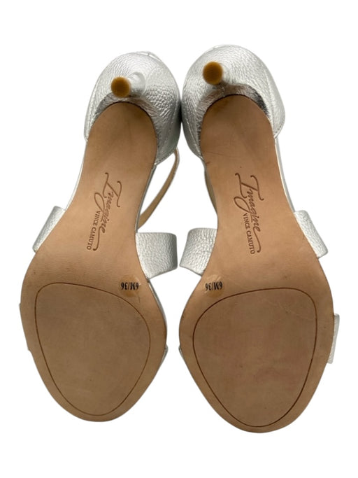 Imagine Vince Camuto Shoe Size 6 Silver Leather Back Zip Open Toe Pumps Silver / 6