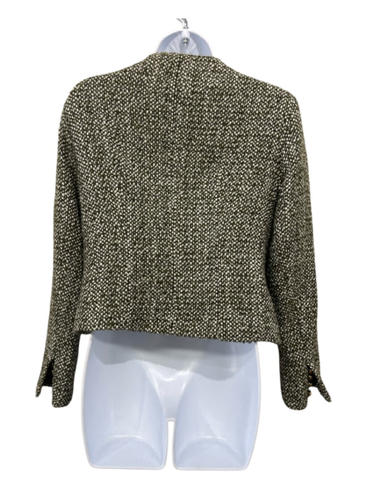 Celine Size 40 Green & White Wool Blend Tweed Gold Tone Hardware Jacket Green & White / 40