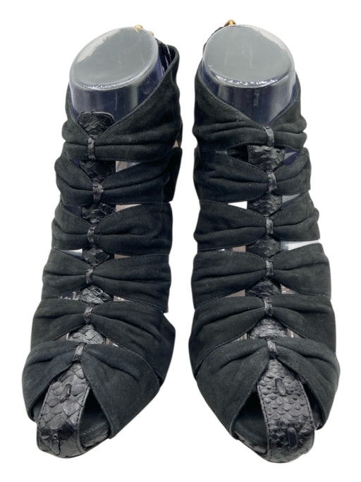 Christian Dior Shoe Size 38.5 Black & Rose Gold Suede & Python Back Zip Heels Black & Rose Gold / 38.5