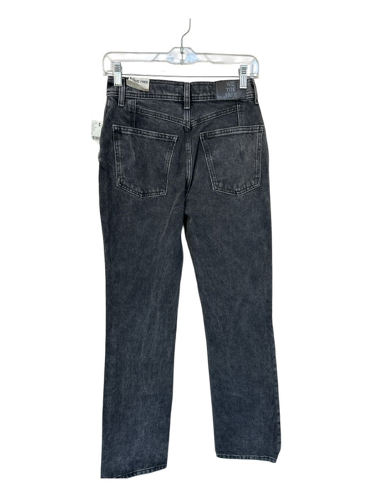 We The Free Size 25 Black Cotton High Waist Straight Jeans Black / 25