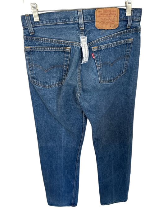 Levi's Size Est 25 Med Dark Wash Cotton Button Fly Mid Rise Straight Leg Jeans Med Dark Wash / Est 25