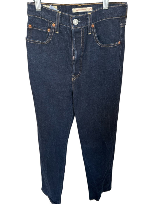 Levi's Size 25 Dark Wash Cotton High Waist Button Fly Straight Leg Jeans Dark Wash / 25