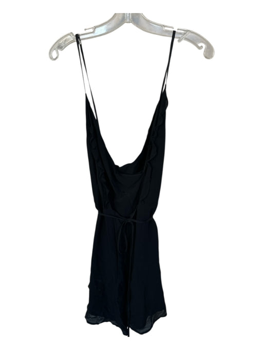 Reformation Size S Black Viscose Spaghetti Strap Wrap Mini Dress Black / S