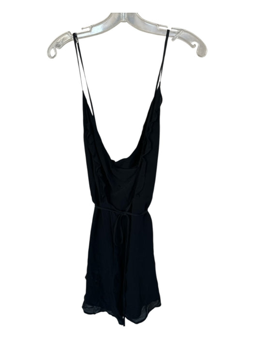 Reformation Size S Black Viscose Spaghetti Strap Wrap Mini Dress Black / S