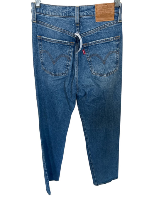 Levi's Size 25 Med Dark Wash Cotton High Waist Button Fly Straight Leg Jeans Med Dark Wash / 25