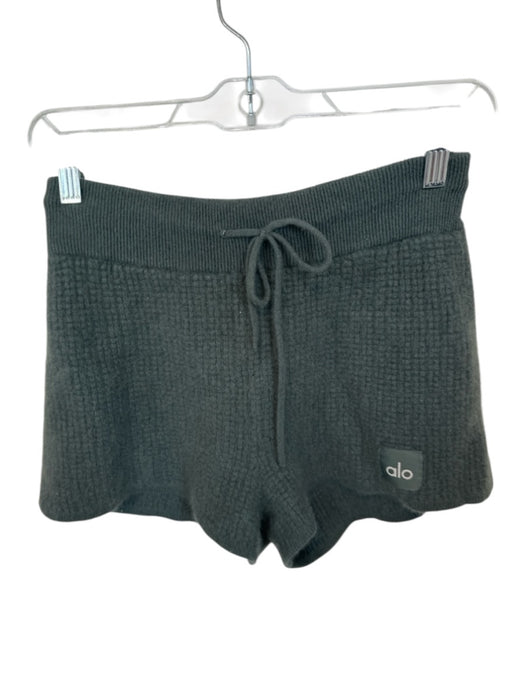 Alo Size Est XS/S Dark Green Cashmere High Waist Drawstring Waffle Shorts Dark Green / Est XS/S