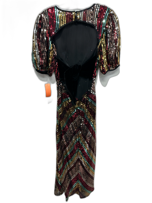 Rixo Size XS Black, Gold & Multi Polyester Short Sleeve All Over Sequins Dress Black, Gold & Multi / XS
