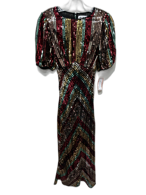 Rixo Size XS Black, Gold & Multi Polyester Short Sleeve All Over Sequins Dress Black, Gold & Multi / XS