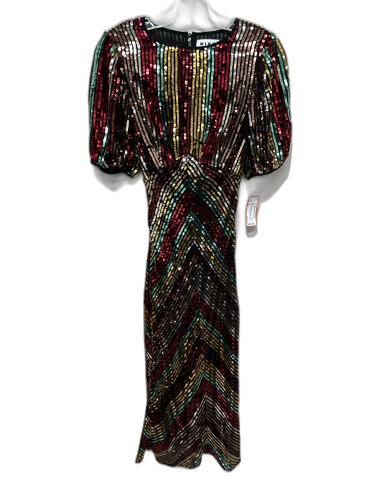 Rixo Size XS Black, Gold & Multi Polyester Short Sleeve All Over Sequins Dress Black, Gold & Multi / XS