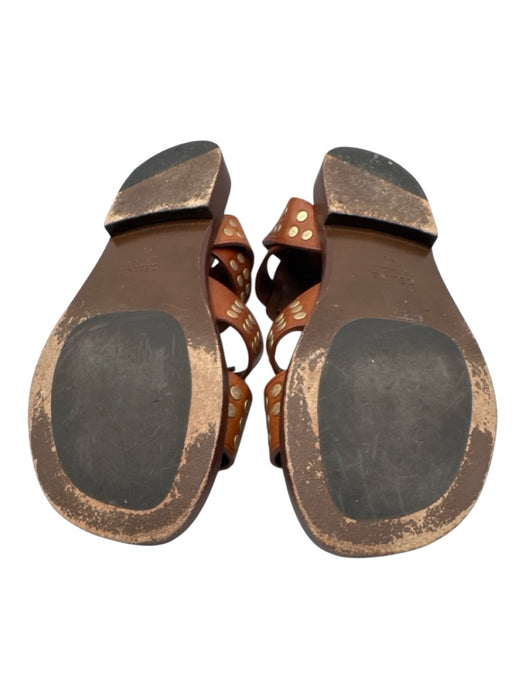Celine Shoe Size 40 Cognac Brown Leather Studded Gladiator Ankle Buckle Sandals Cognac Brown / 40