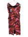 Milly Size 4 Pink, Red, Black Polyester Blend Sleeveless Gathered Midi Dress Pink, Red, Black / 4