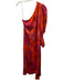 Farm Rio Size S Orange & Pink Viscose One Sleeve Floral Midi Long Sleeve Dress Orange & Pink / S