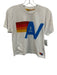 Aviator Nation Size S White, Red, Blue Polyester Blend Raw Edge Logo Crop Top White, Red, Blue / S