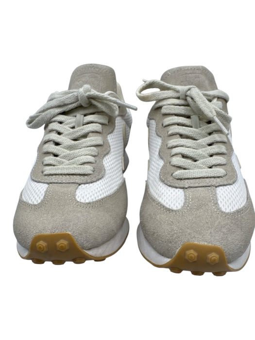 Veja Shoe Size 9 White & Beige Leather & Textile Upper Mesh Logo Sneakers White & Beige / 9