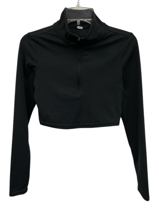 Goldhinge Size S Black Half Zip Long Sleeve Crop Top Black / S