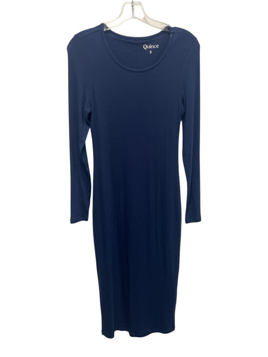 Quince Size S Blue Tencel Blend Ribbed Long Sleeve Dress Blue / S