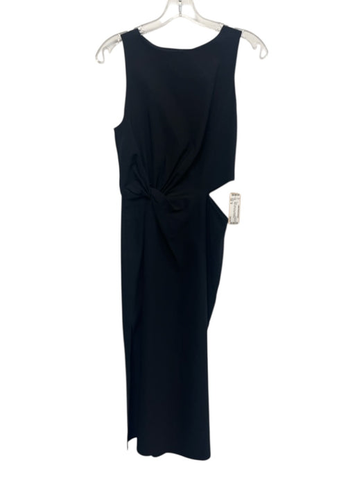 Zara Size M Black Cotton Blend Sleeveless Side Cut Outs Side Twist Maxi Dress Black / M