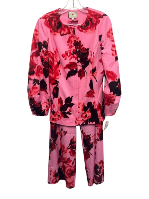 Tuckernuck Size S/M Pink & Red Polyester Wide Leg Floral Side Zip Pants Suit Pink & Red / S/M