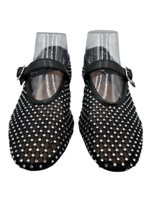 Steve Madden Shoe Size 9 Black synthetic & textile Rhinestone Fishnet Flats Black / 9