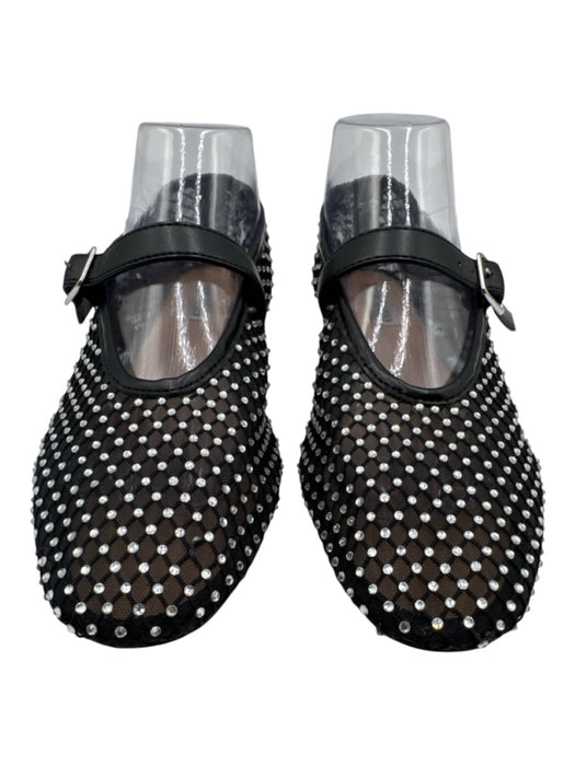 Steve Madden Shoe Size 9 Black synthetic & textile Rhinestone Fishnet Flats Black / 9