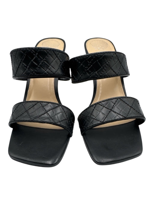Vince Camuto Shoe Size 9 Black Leather Upper Diamond Stitching Sandals Black / 9