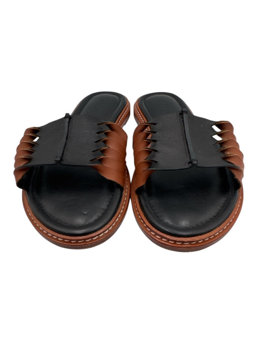 Ulla Johnson Shoe Size 39 Brown & Black Leather Twist Slide Sandals Brown & Black / 39