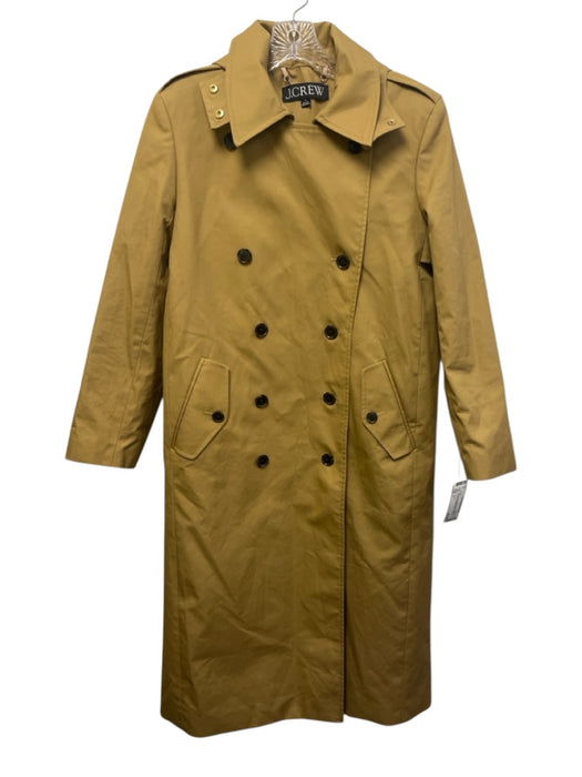 J. Crew Size 4 Tan Cotton tortoise button Double Breast Detachable Hood Coat Tan / 4