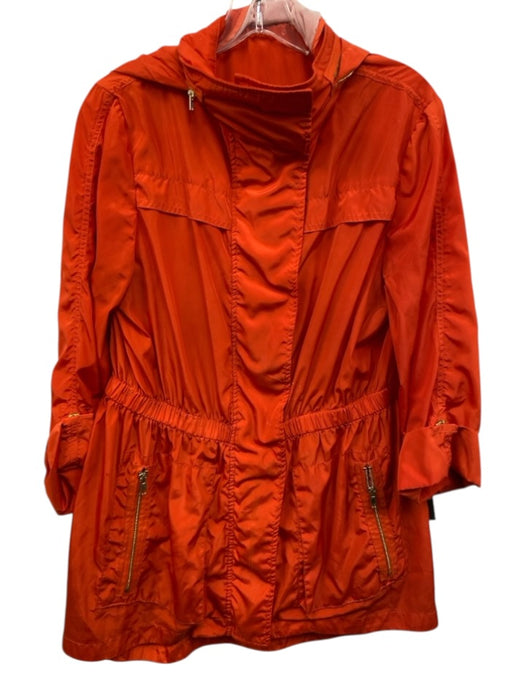 CM Size M Orange Polyester Gold Zipper Elastic Waist Zip Up & Snaps Jacket Orange / M