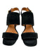 Tory Burch Shoe Size 9 Black & Gold Suede Square Toe Stacked Heel Sandals Black & Gold / 9