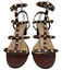 Valentino Shoe Size 40 Brown & Gold Leather Studded Round Toe Block Heel Sandals Brown & Gold / 40