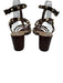 Valentino Shoe Size 40 Brown & Gold Leather Studded Round Toe Block Heel Sandals Brown & Gold / 40
