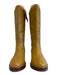 Frye Shoe Size 9.5 Banana Yellow Leather Round Toe Stacked Heel Boots Banana Yellow / 9.5